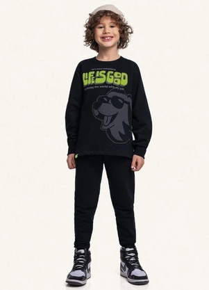 Fakini Kids - Conjunto Blusão e Calça Preto - FAKINI KIDS