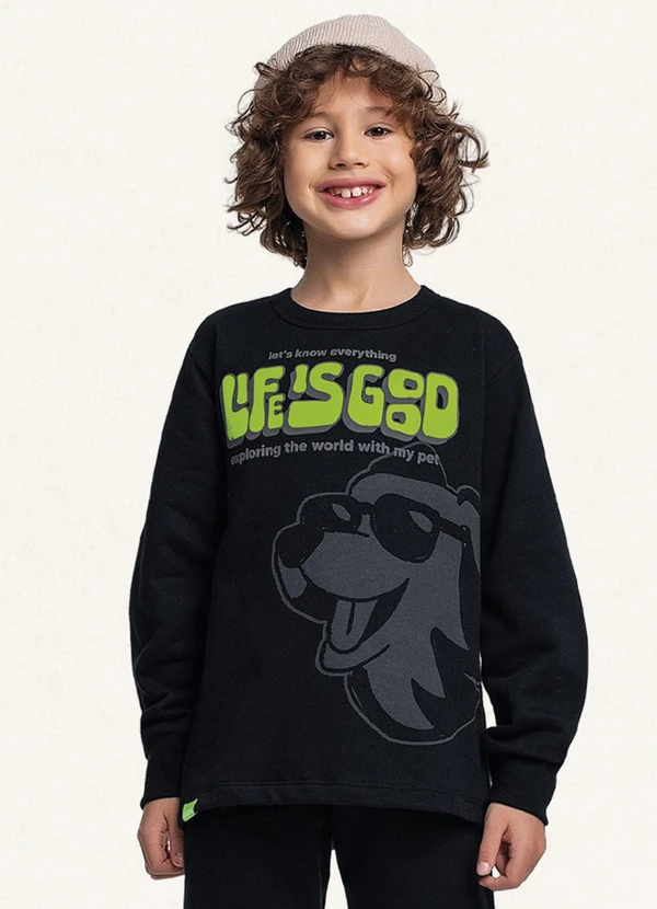 Fakini Kids - Conjunto Blusão e Calça Preto 3