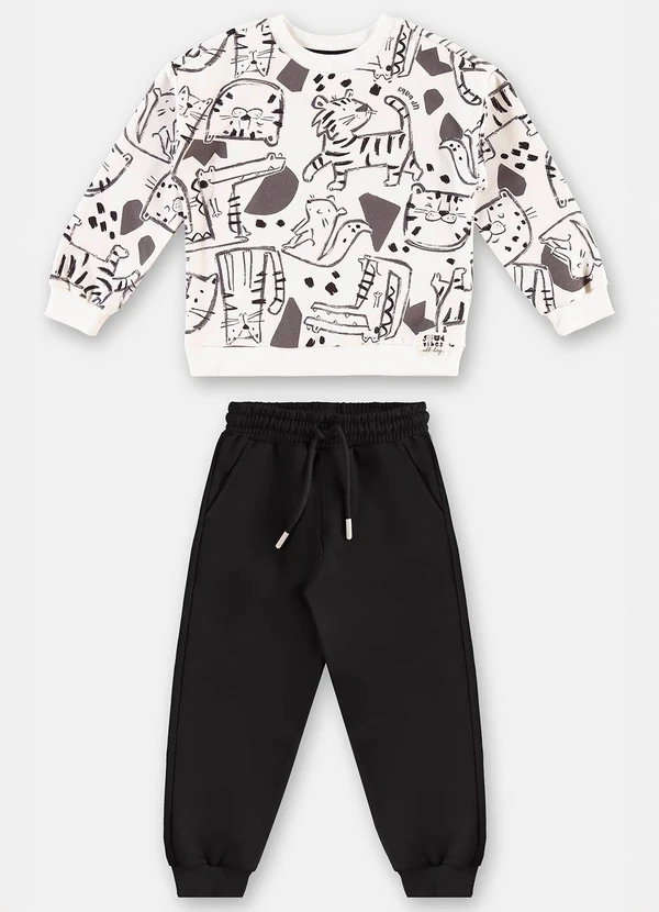 Up Baby - Conjunto Blusão e Calça Preto 2