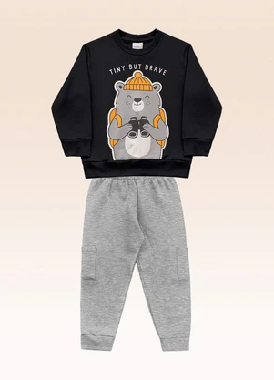 Fakini Kids - Conjunto Blusão e Calça Preto - FAKINI KIDS