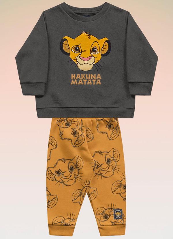 Fakini Kids - Conjunto Blusão e Calça Rei Leao Disney Cinza