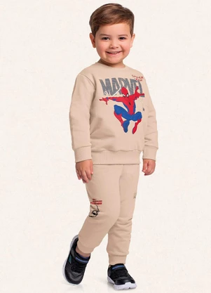 Fakini Kids - Conjunto Blusão e Calça Spider-Man Bege - FAKINI KIDS