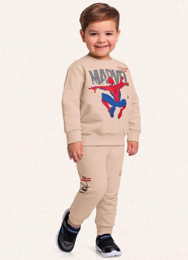 Fakini Kids - Conjunto Blusão e Calça Spider-Man Bege