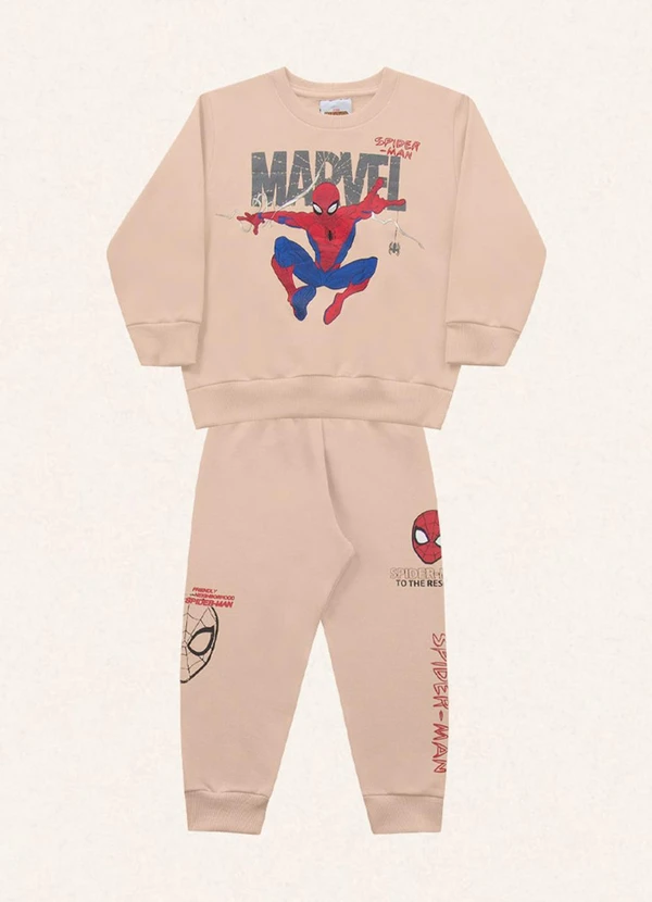 Fakini Kids - Conjunto Blusão e Calça Spider-Man Bege 5