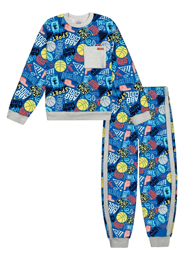 Abrange - Conjunto Blusão e Calça Total Print Azul