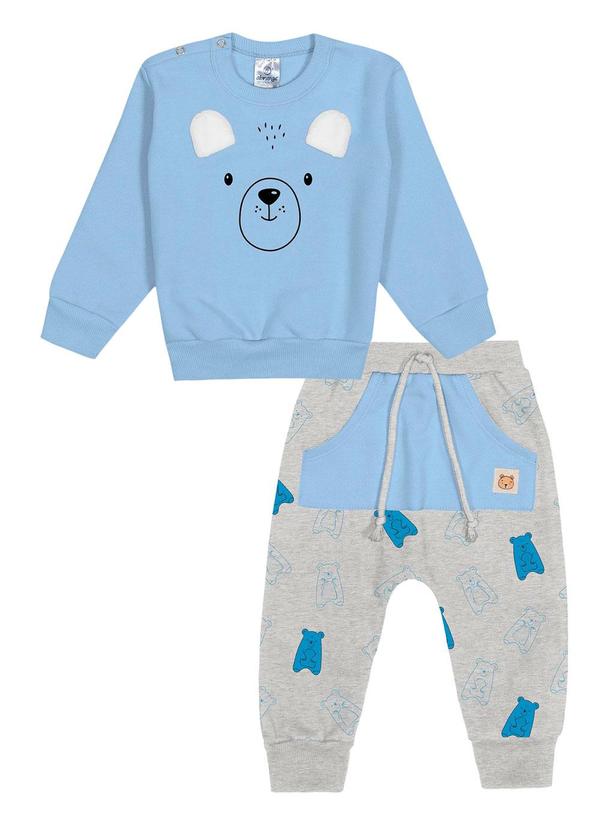 Abrange - Conjunto Blusão e Calça Urso Baby Azul