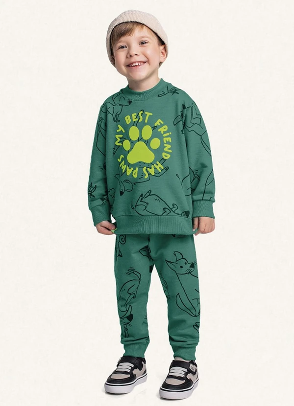 Fakini Kids - Conjunto Blusão e Calça Verde