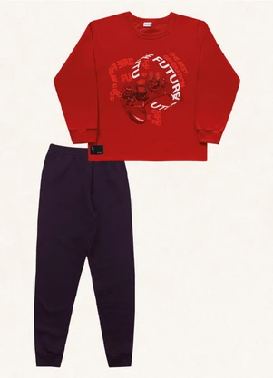 Fakini Kids - Conjunto Blusão e Calça Vermelho - FAKINI KIDS