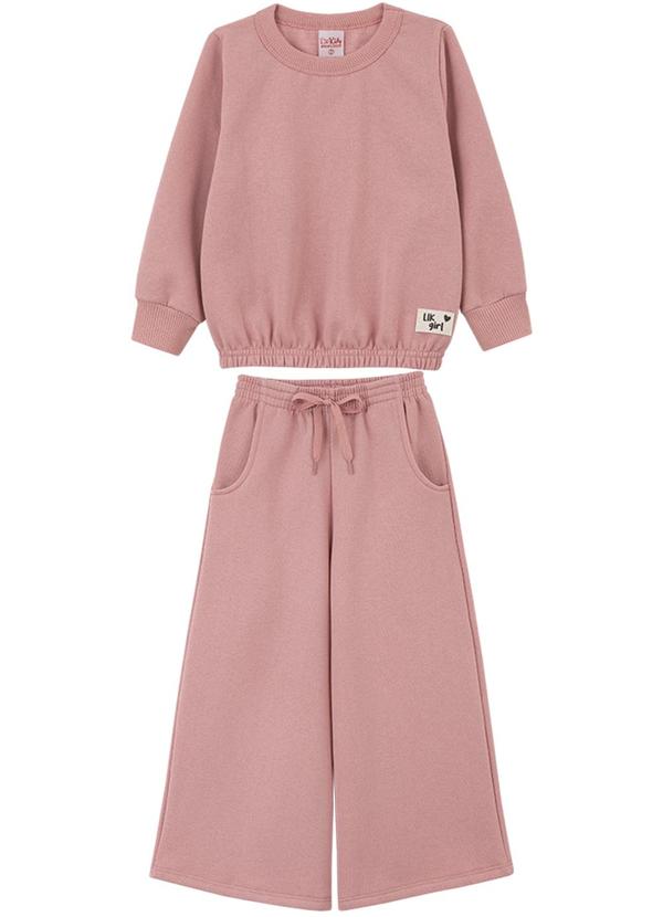 Lik Kids - Conjunto Blusão e Calça Wide Leg Rosa