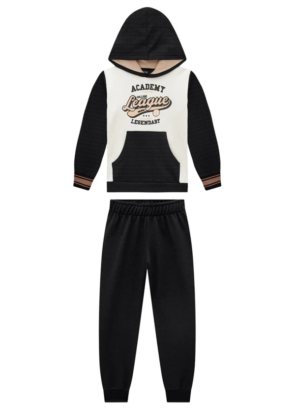 Ioluig - Conjunto Blusão em Moletom Três Cabos Preto 2