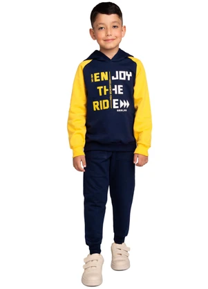 Marlan - Conjunto Blusão Enjoy e Calça em Moletom Azul - MARLAN