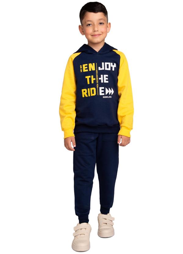 Marlan - Conjunto Blusão Enjoy e Calça em Moletom Azul