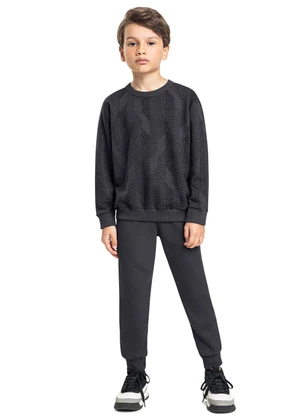 Bee Loop - Conjunto Blusão Listrado e Calça Cinza - BEE LOOP