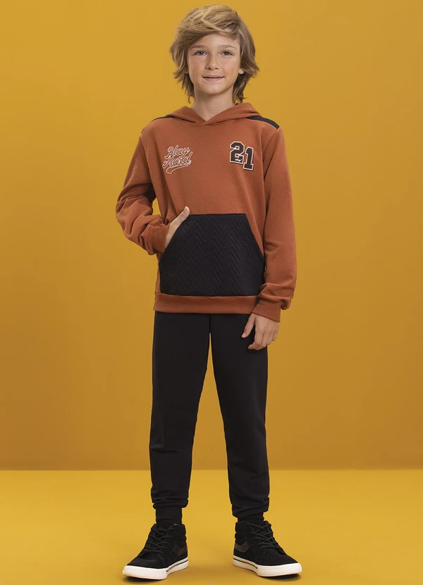 Ioluig - Conjunto Blusão Matelassê e Calça Marrom