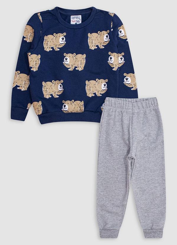 Turminha - Conjunto Blusão Moletom e Calça Menino Azul