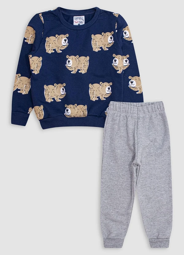 Turminha - Conjunto Blusão Moletom e Calça Menino Azul