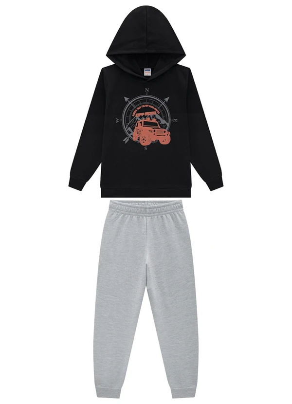 Marlan - Conjunto Blusão Off Road e Calça Moletom Preto