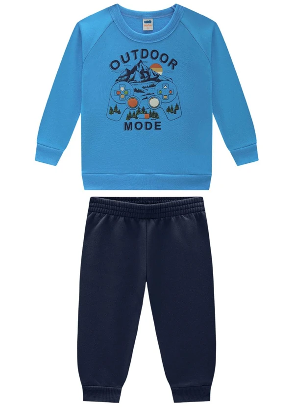 Marlan - Conjunto Blusão Outdoor e Calça em Moletom Azul