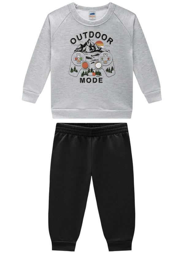 Marlan - Conjunto Blusão Outdoor e Calça em Moletom Cinza