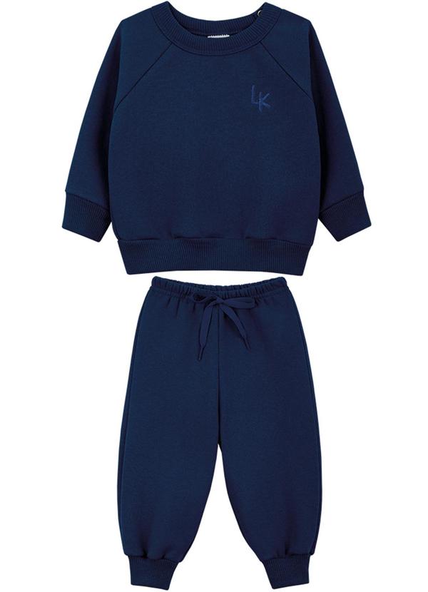 Lik Kids - Conjunto Blusão Raglan e Calça em Moletom Azul