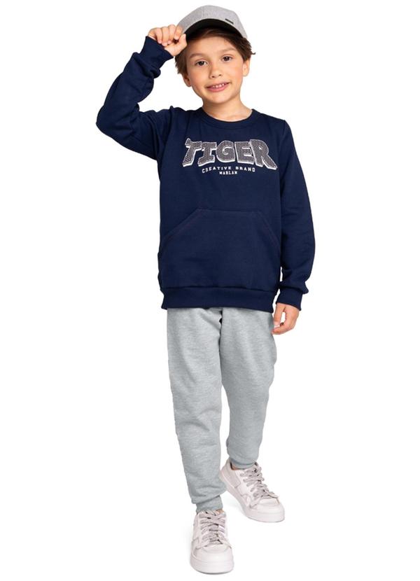 Marlan - Conjunto Blusão Tiger e Calça em Moletom Azul