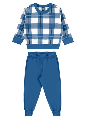 Bee Loop - Conjunto Blusão Xadrez Calça Azul - BEE LOOP