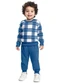 Bee Loop - Conjunto Blusão Xadrez Calça Azul - variação:  