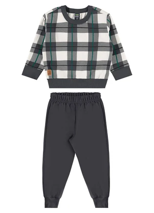 Bee Loop - Conjunto Blusão Xadrez Calça Cinza - BEE LOOP