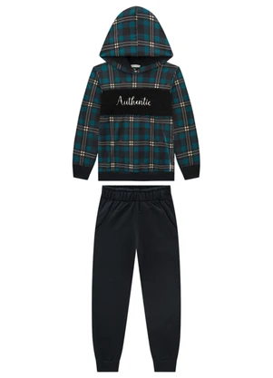 Ioluig - Conjunto Blusão Xadrez e Calça Moletom Verde - IOLUIG