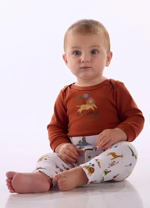 Up Baby - Conjunto Body Calça Marrom - UP BABY