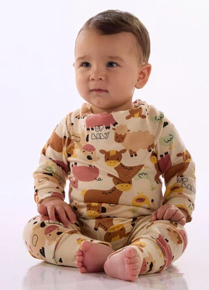 Up Baby - Conjunto Body Calça Suedine Estampado - UP BABY