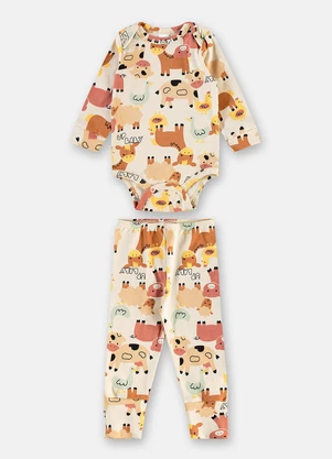 Up Baby - Conjunto Body Calça Suedine Estampado - UP BABY