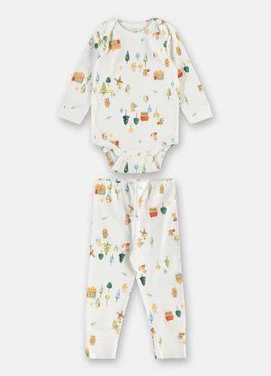 Up Baby - Conjunto Body Calça Suedine Estampado - UP BABY