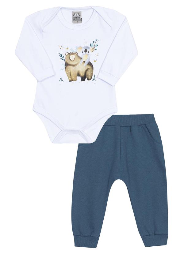 Randa Mundu - Conjunto Body Cotton / Calça Moletom Branco