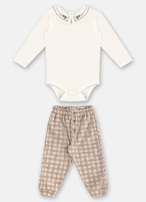Up Baby - Conjunto Body e Calça Menino Bege - UP BABY