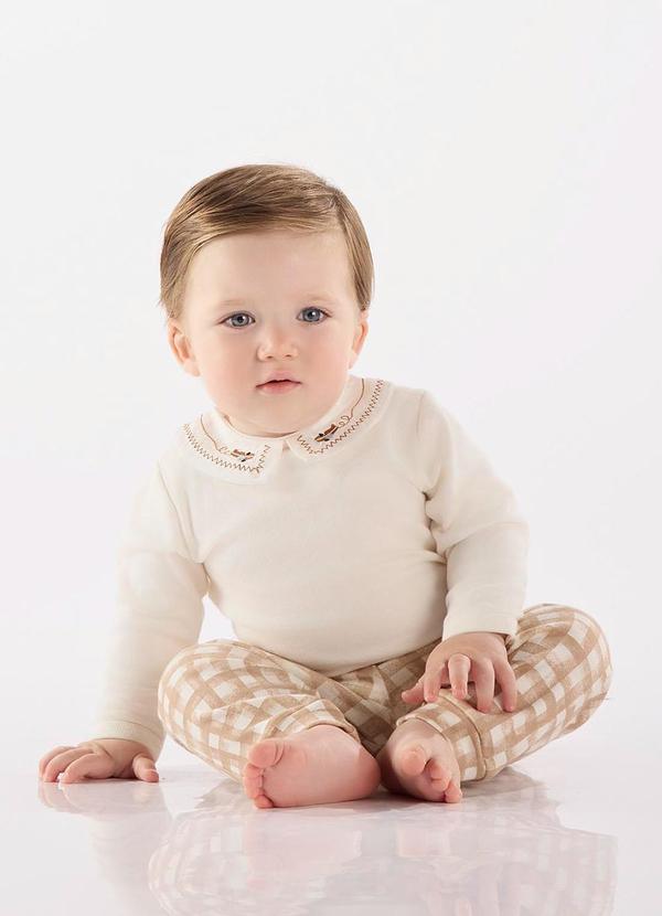 Up Baby - Conjunto Body e Calça Menino Bege
