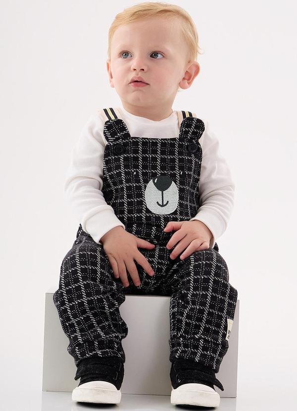 Up Baby - Conjunto Body e Jardineira Bebê Preto