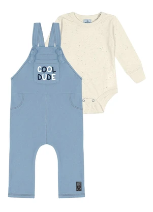 Abrange - Conjunto Body e Jardineira Jeans Baby Bege - ABRANGE