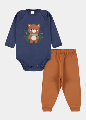 Outlet - Conjunto Body Longo Ursinho  Marinho - OUTLET