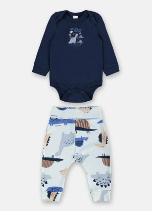 Up Baby - Conjunto Body Manga Longa Azul - UP BABY