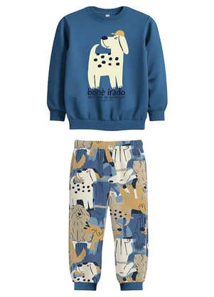 Malwee Kids - Conjunto Boné Irado em Moletom Flanelado Azul - MALWEE KIDS