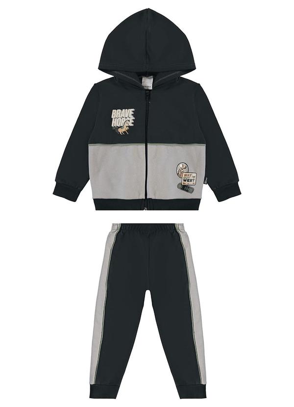 Malwee Kids - Conjunto Brave Horse em Moletom Preto