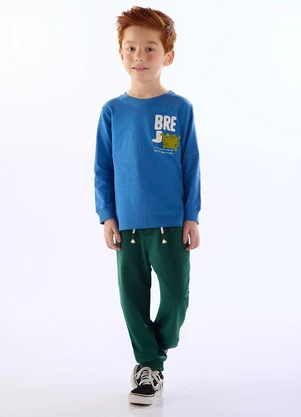 Três e Já - Conjunto Brejo Camiseta Calça Azul - TRÊS E JÁ