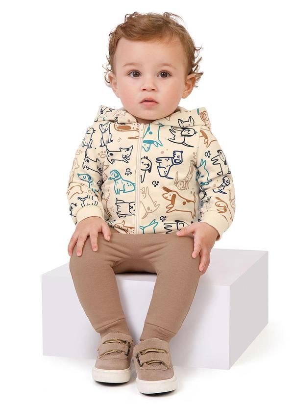 Malwee Kids - Conjunto Cachorrinho em Moletom Saruel Bege