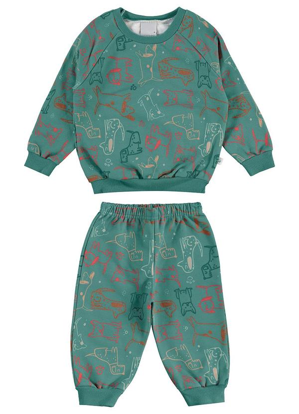 Malwee Kids - Conjunto Cachorrinhos em Moletom Verde