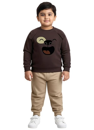 Malwee Kids - Conjunto Cachorro em Moletom Marrom Escuro - MALWEE KIDS
