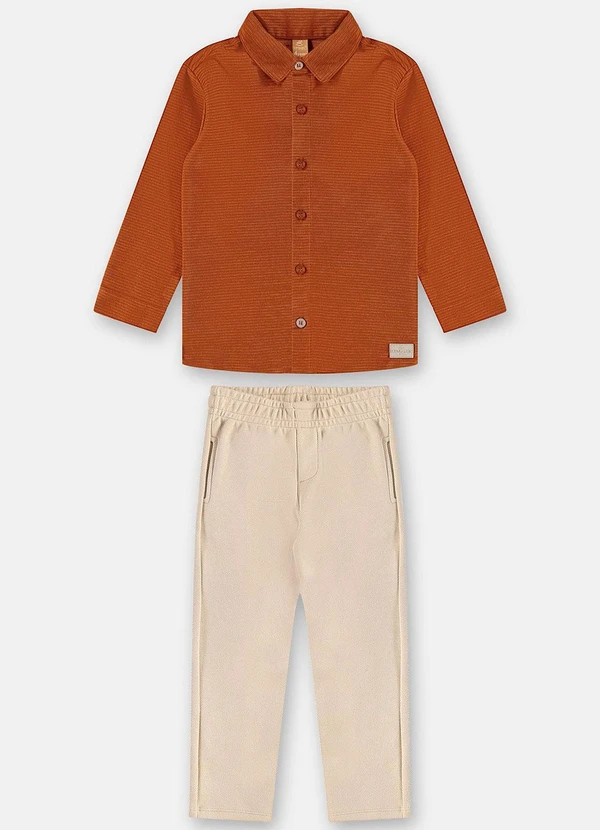 Up Baby - Conjunto Camisa e Calça Menino Marrom 2