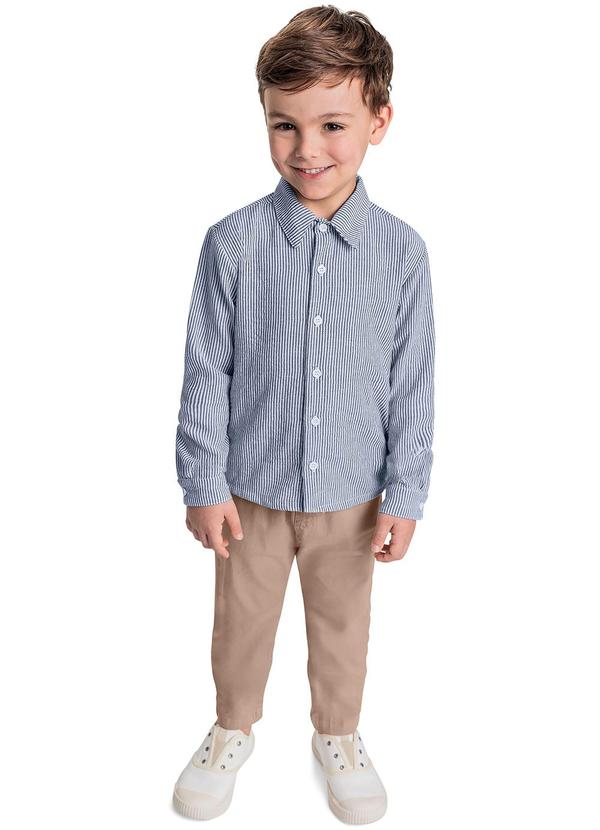Quimby - Conjunto Camisa Listrada e Calça Azul 2