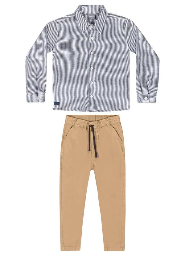 Quimby - Conjunto Camisa Listrada e Calça Azul 3
