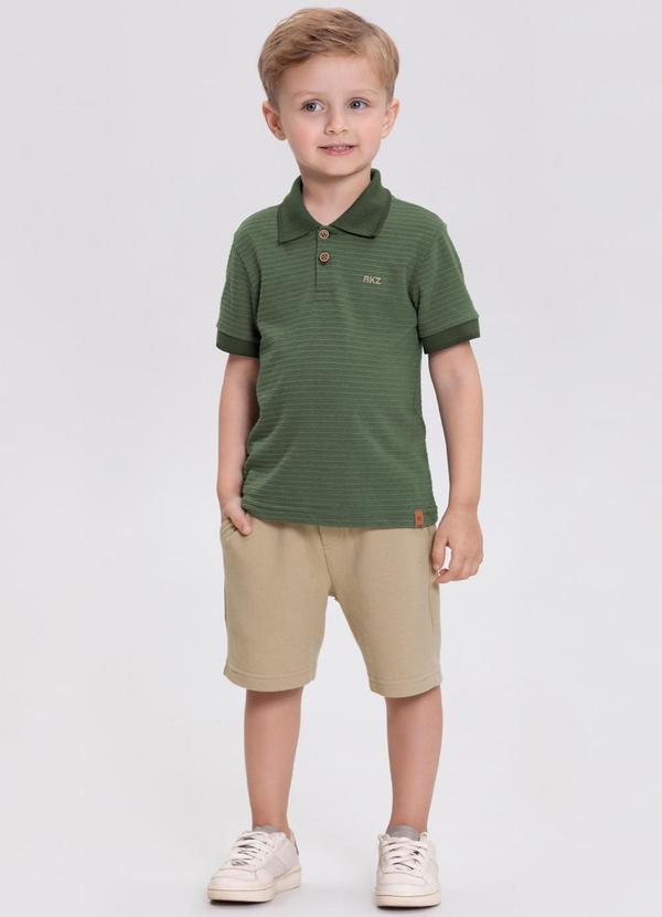Alakazoo - Conjunto Camisa Polo Listrada e Bermuda Verde